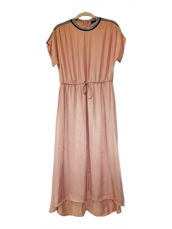 Zara Dresses & Skirts - Zara Dusty Pink Maxi Dress with Striped Neck Trim